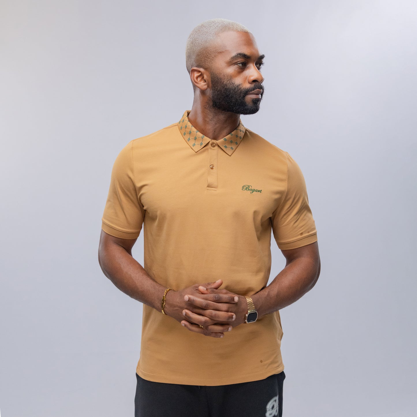 Bogart Luxe Pattern Collar Polo