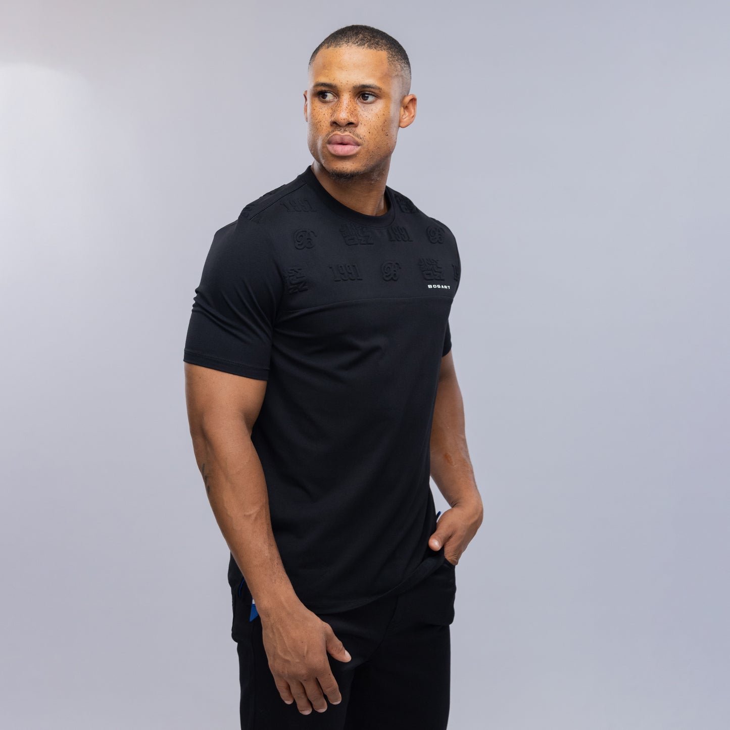 Bogart Monochrome Embossed Panel Tee