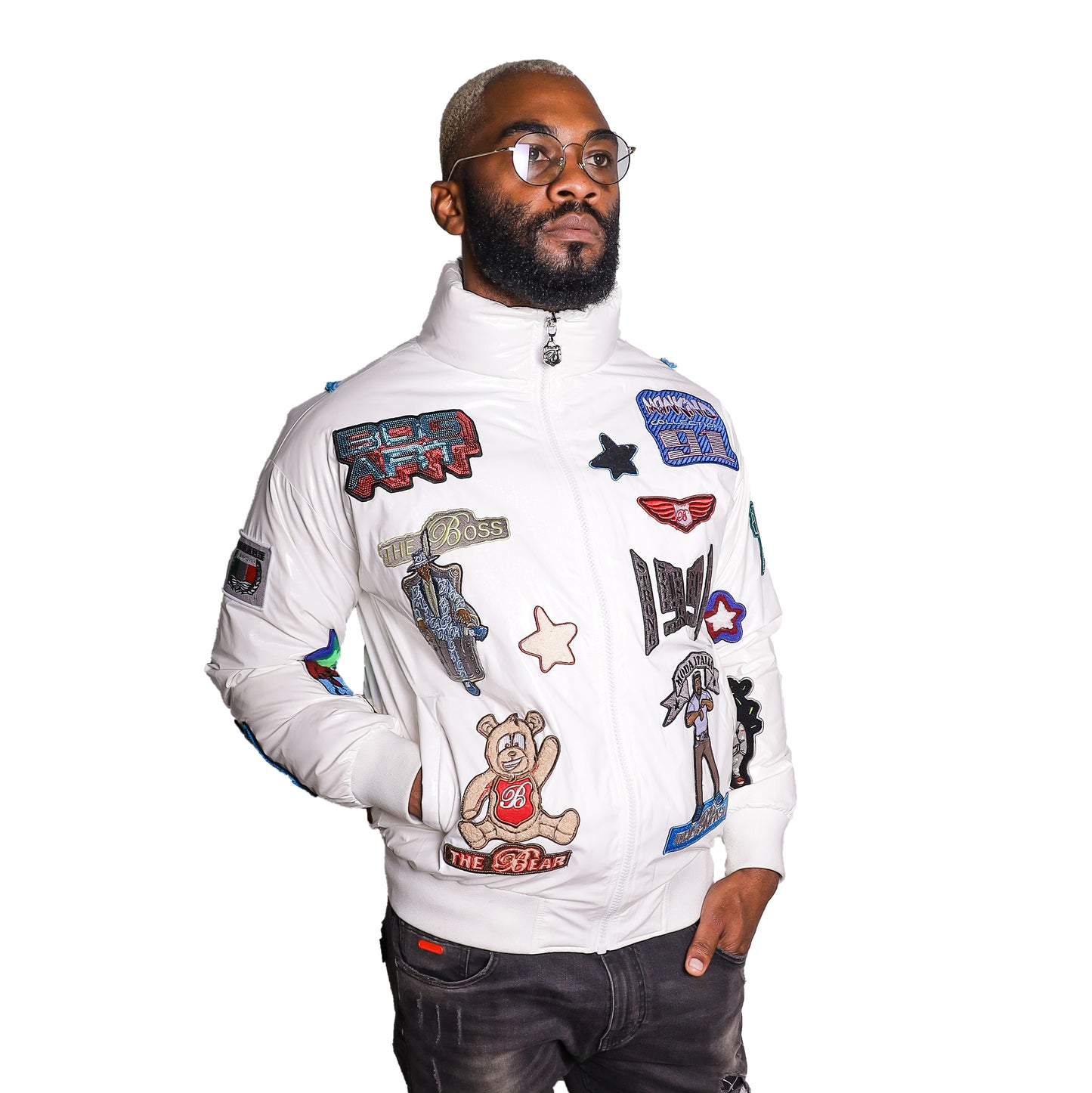 Bogart Man Graffiti Embroidered Bomber Jacket - Bogart Man
