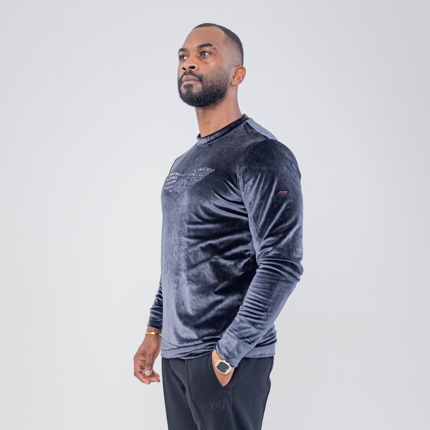 Bogart Velvet Winged Crest Sweater