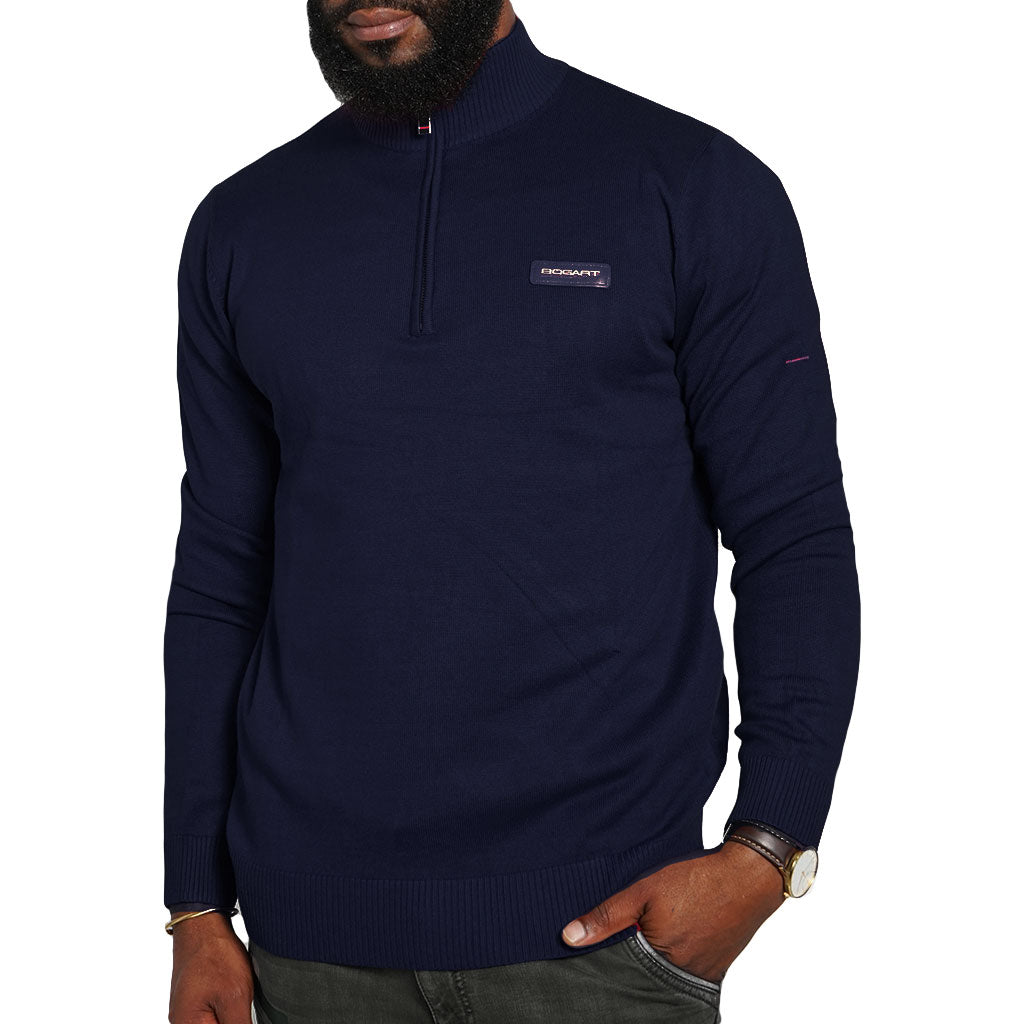 Bogart Man - Men's - Turtle Neck-Zip Jersey - Navy
