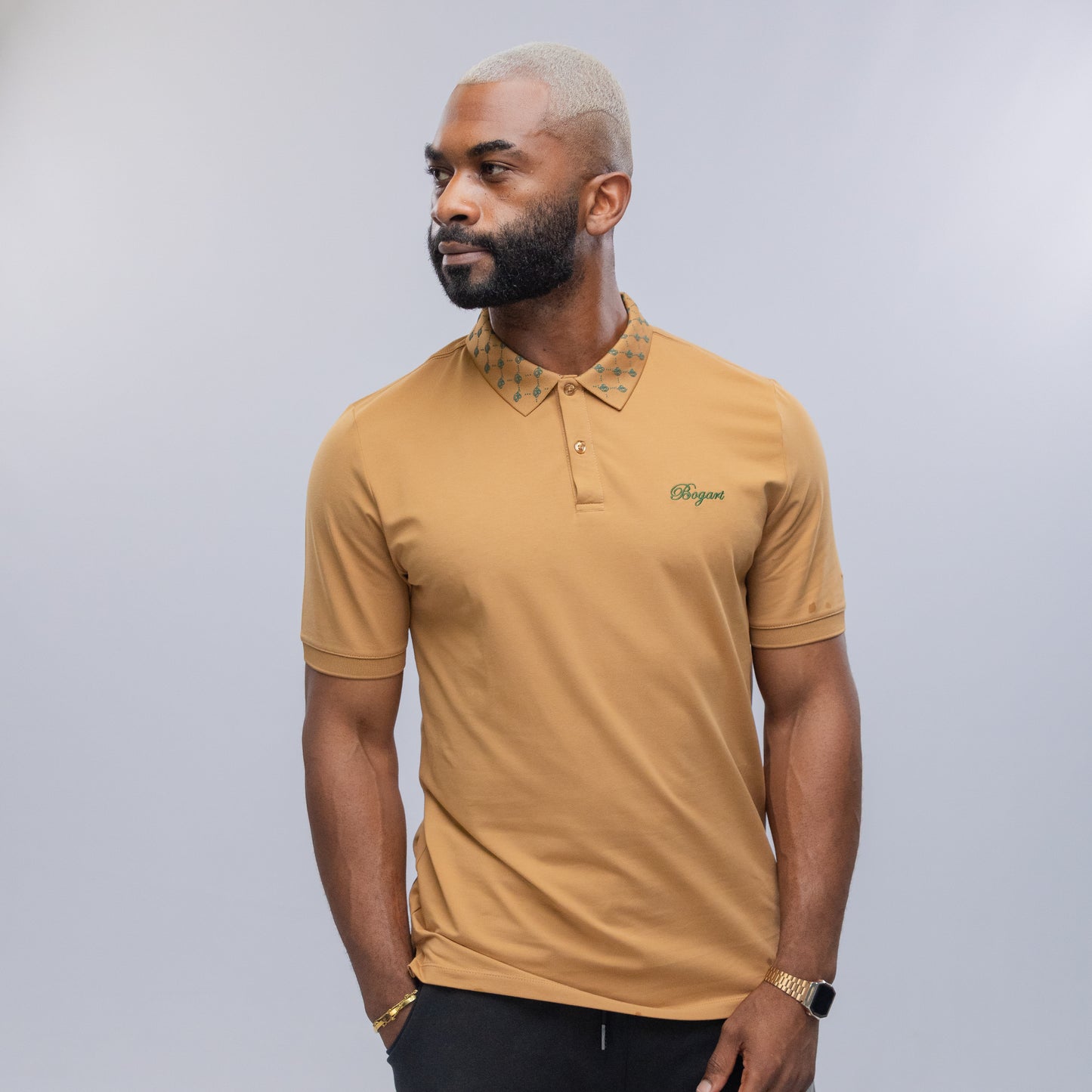 Bogart Luxe Pattern Collar Polo