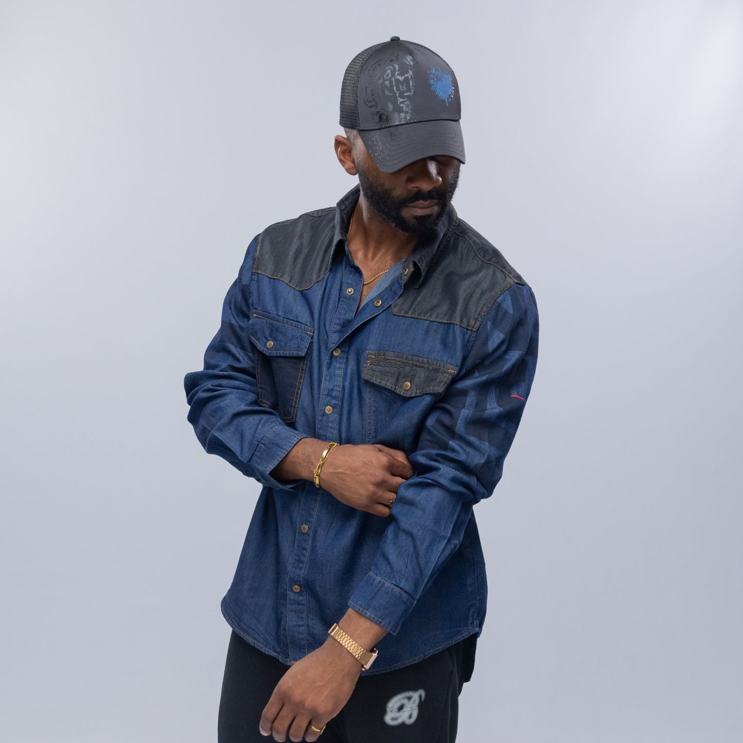 Bogart Skyline Colorblock Denim Shirt