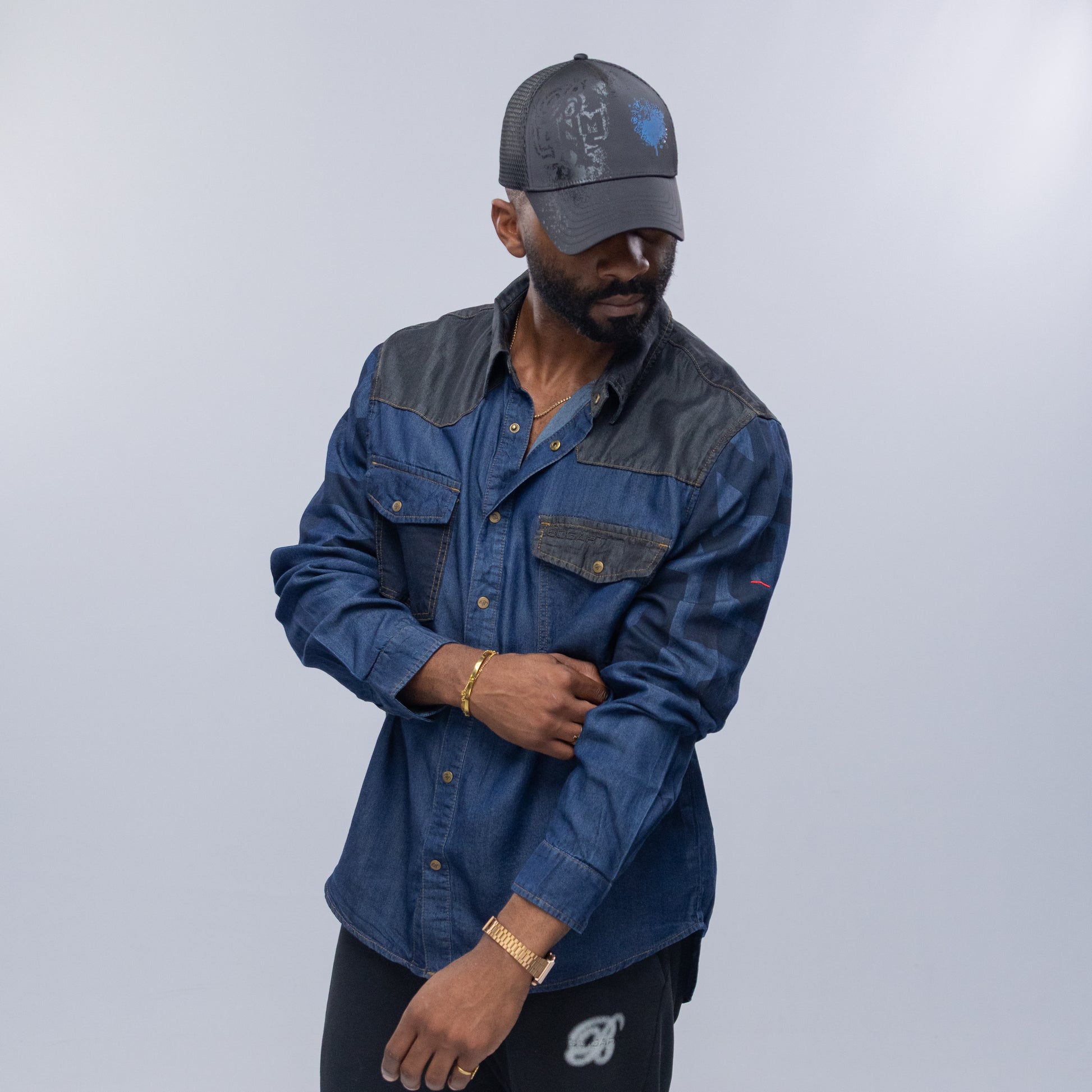 Bogart Skyline Colorblock Denim Shirt