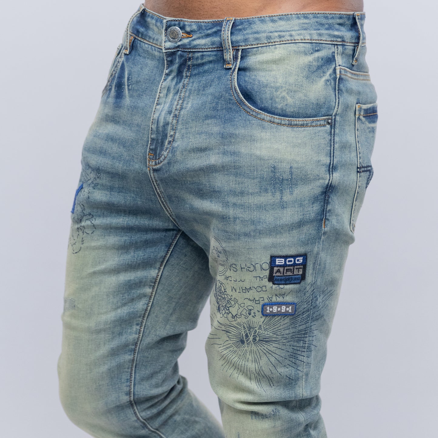 Bogart Vintage Wash Embroidered Denim