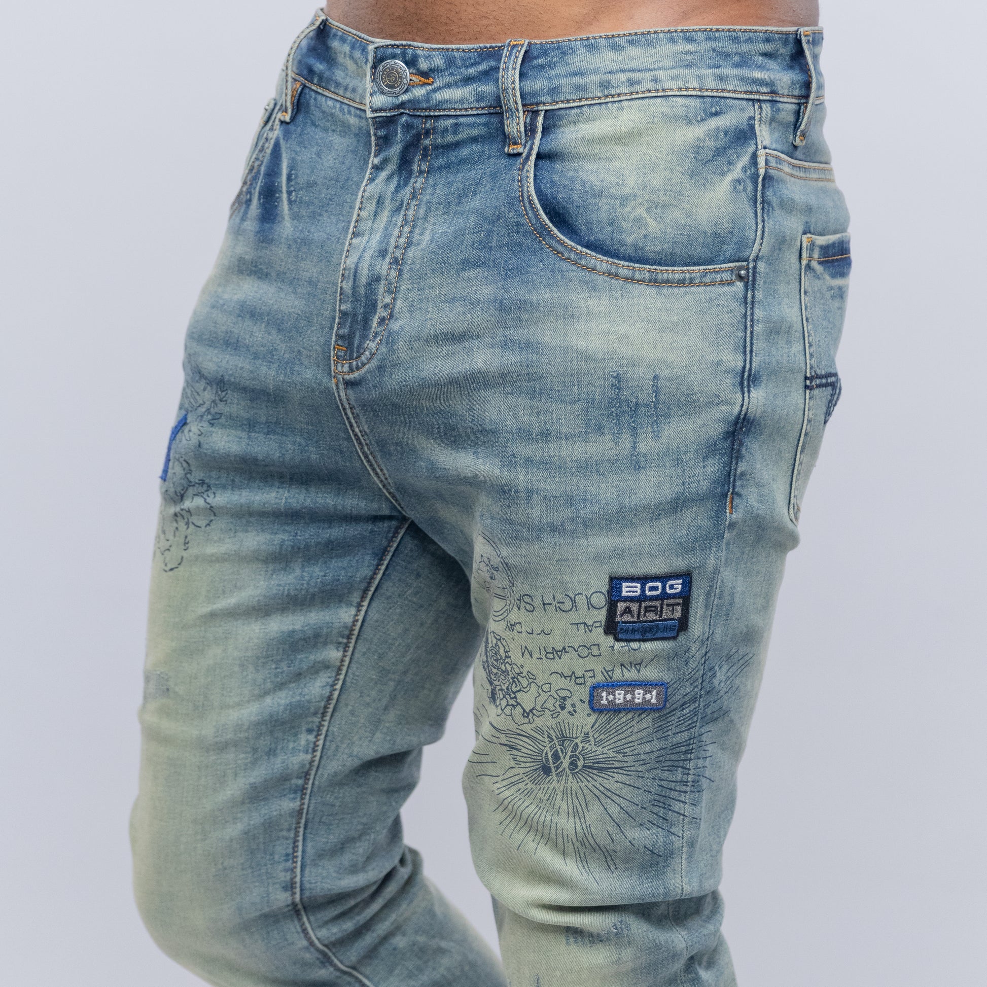 Bogart Vintage Wash Embroidered Denim