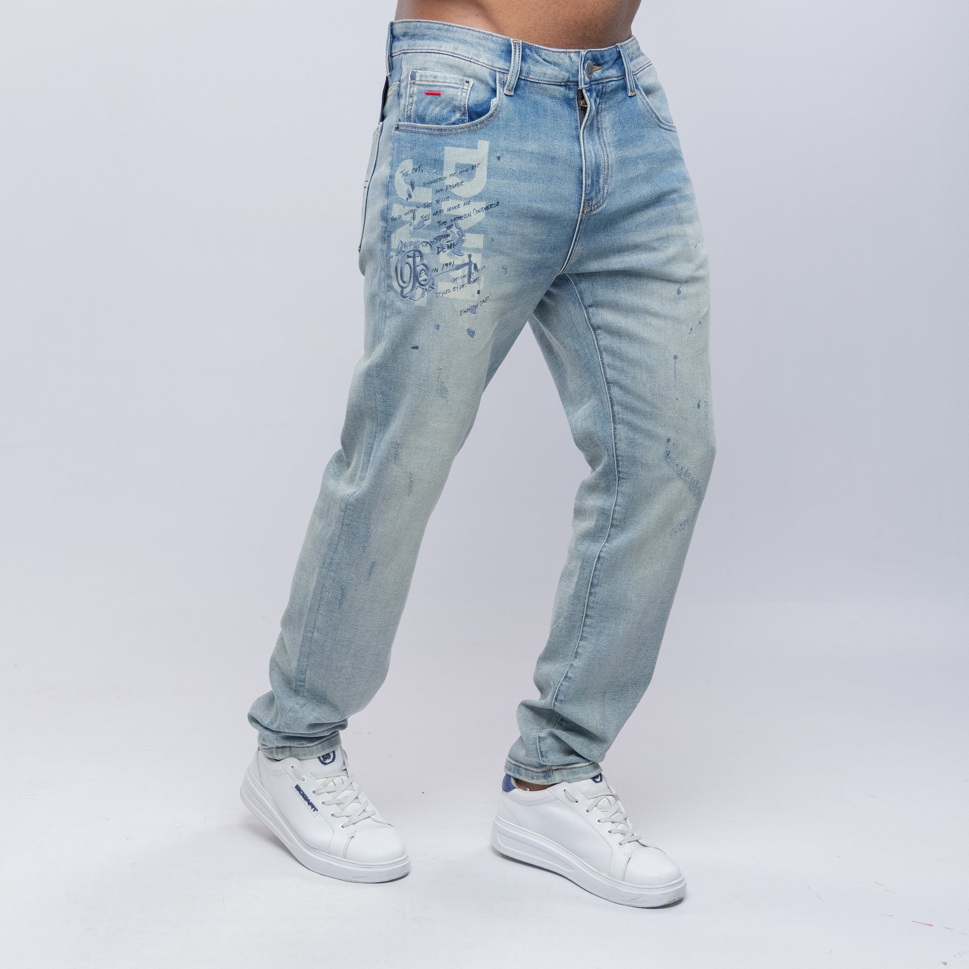 Bogart Script Print Vintage Denim