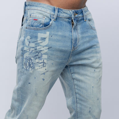Bogart Script Print Vintage Denim
