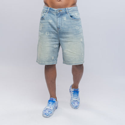 Bogart Light Wash Distressed Denim Shorts