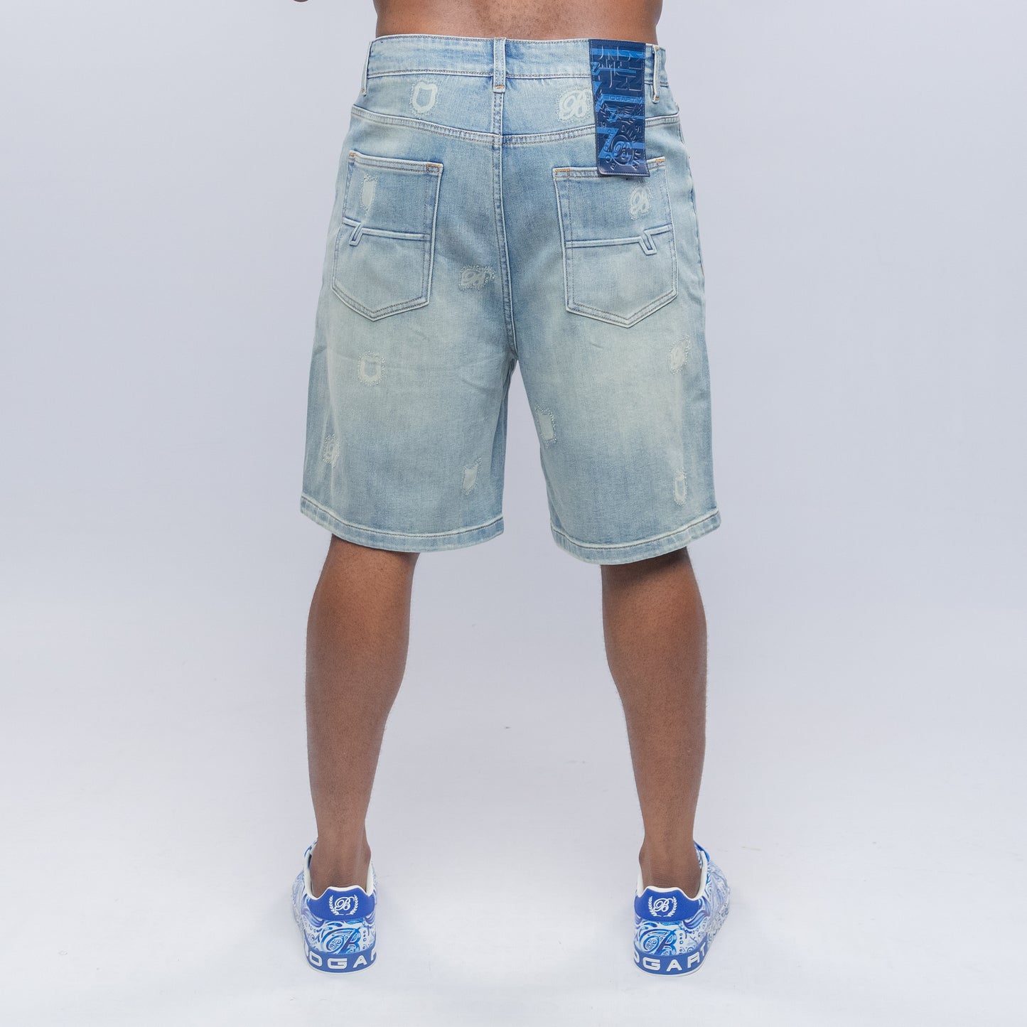 Bogart Light Wash Distressed Denim Shorts