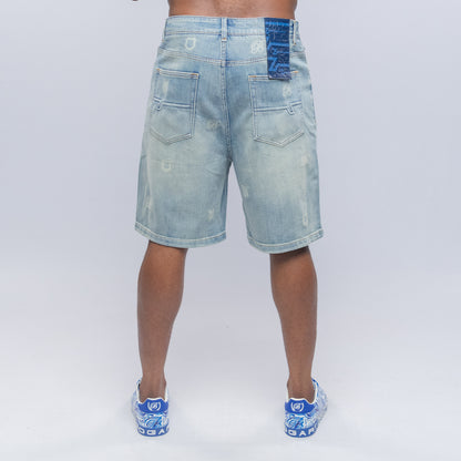 Bogart Light Wash Distressed Denim Shorts