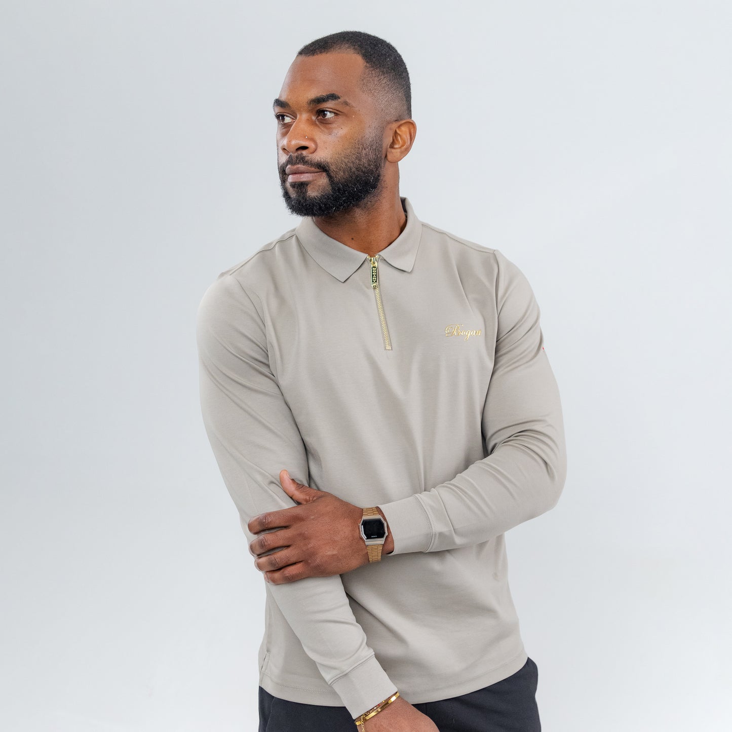 Bogart Gold Zip Long Sleeve Golfer
