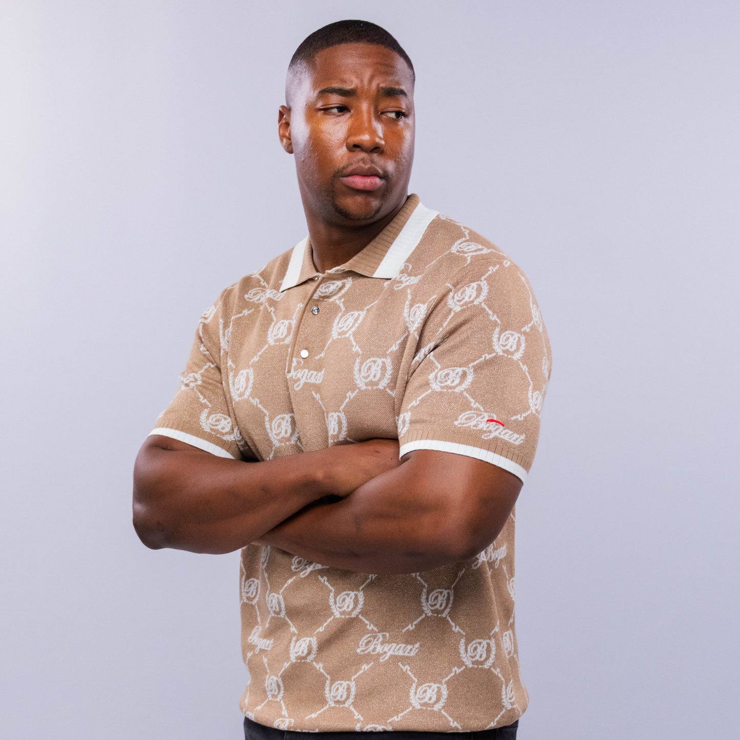 Bogart Monogram Jacquard Knit Polo