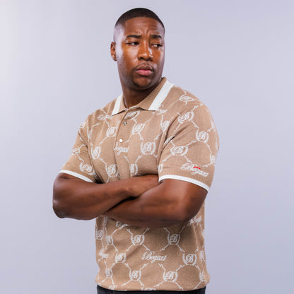 Bogart Monogram Jacquard Knit Polo