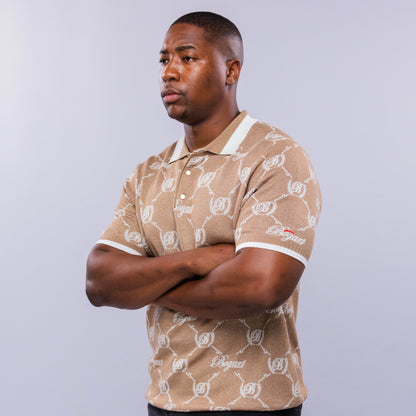 Bogart Monogram Jacquard Knit Polo