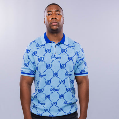 Bogart Monogram Jacquard Knit Polo