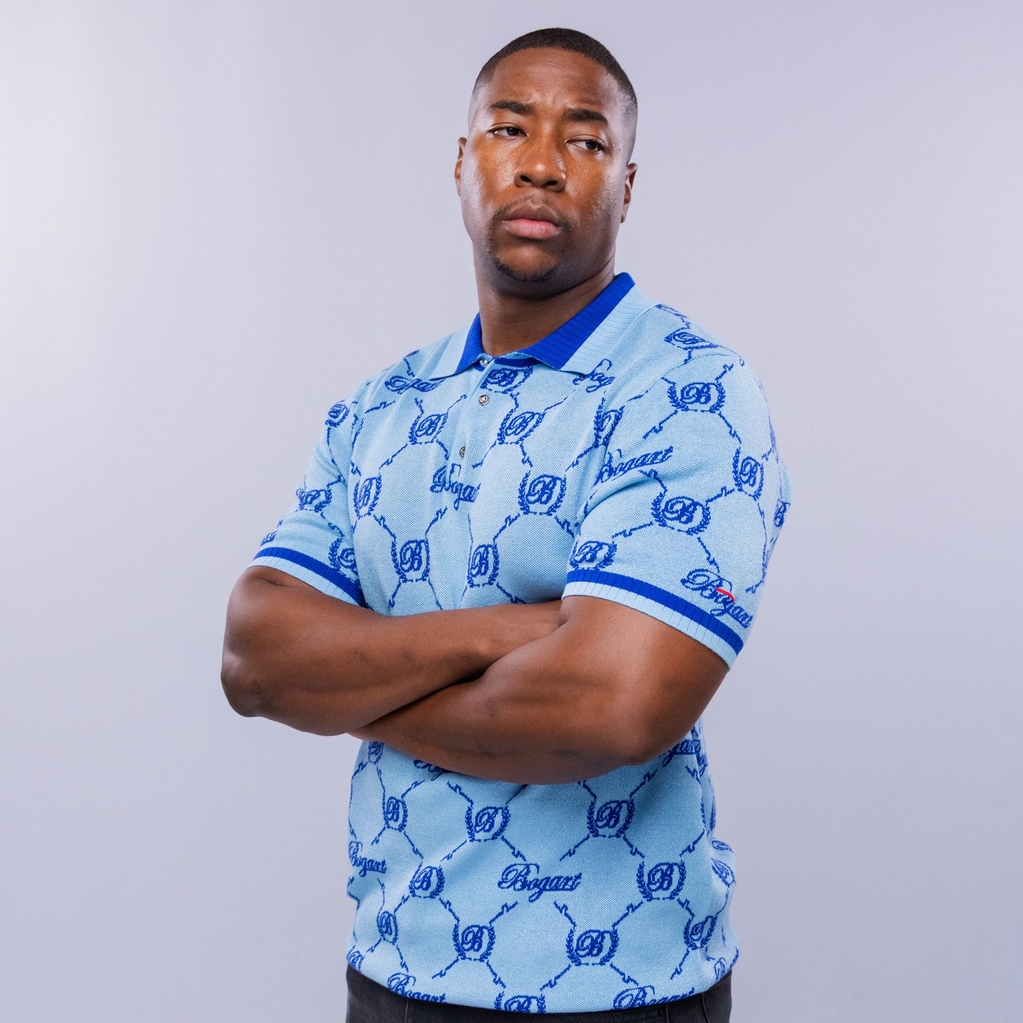 Bogart Monogram Jacquard Knit Polo