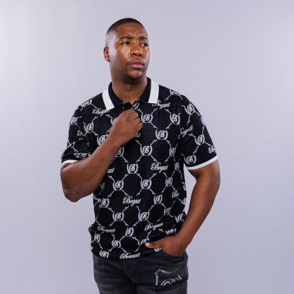Bogart Monogram Jacquard Knit Polo