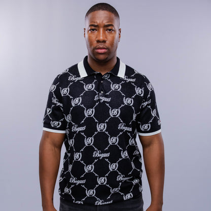 Bogart Monogram Jacquard Knit Polo