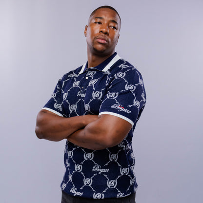 Bogart Monogram Jacquard Knit Polo