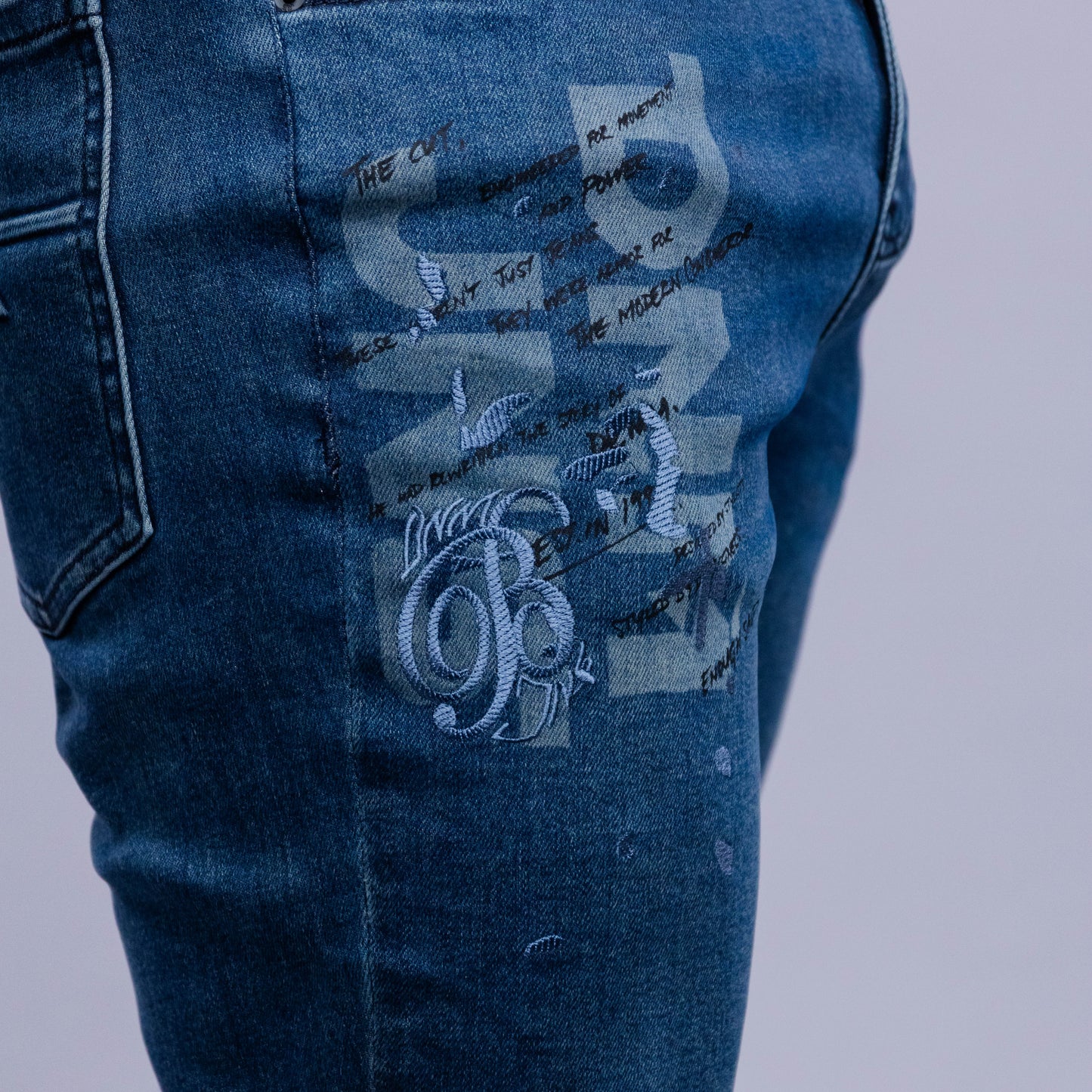 Bogart Script Print Vintage Denim