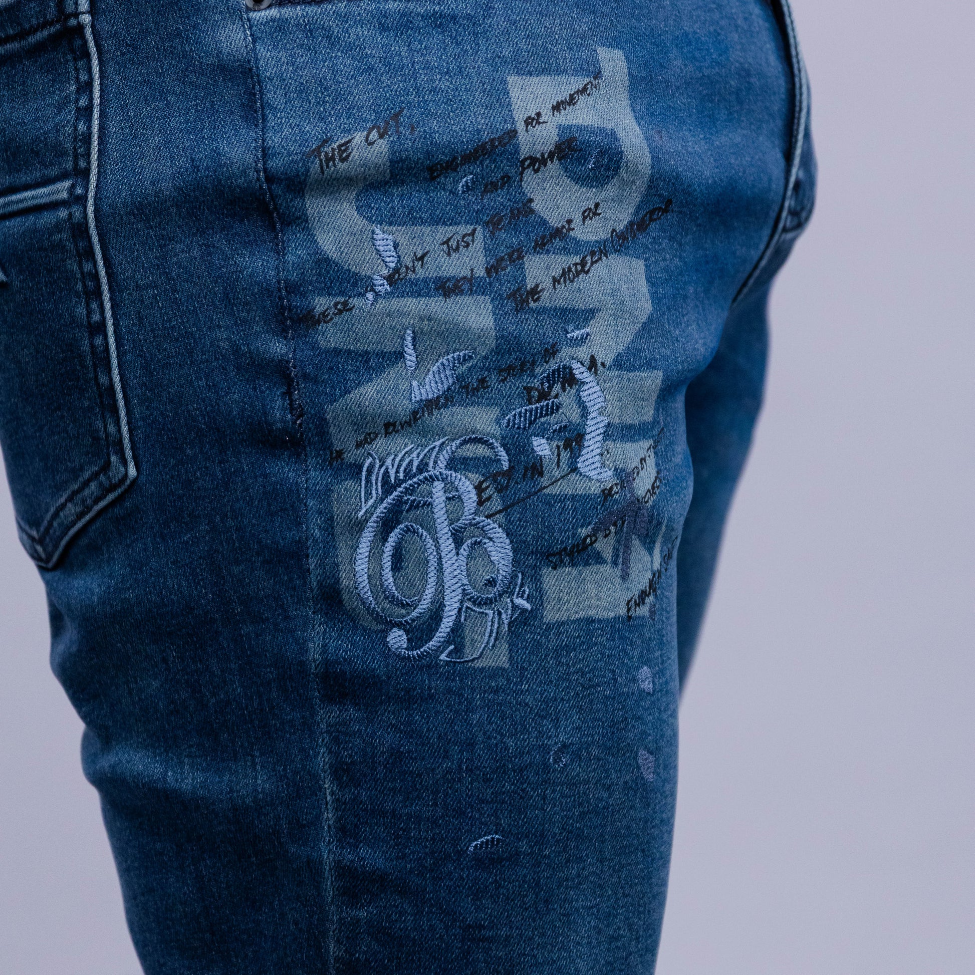 Bogart Script Print Vintage Denim