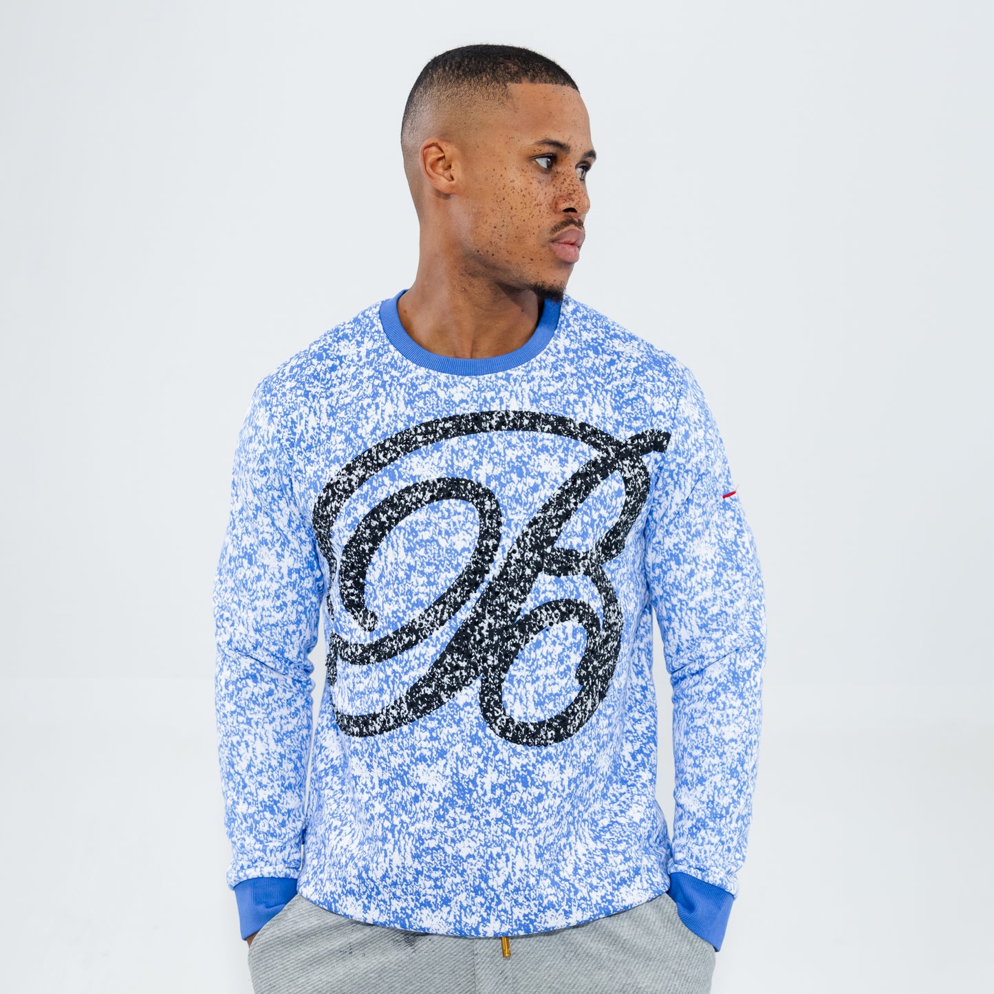Bogart Heathered Monogram Crew