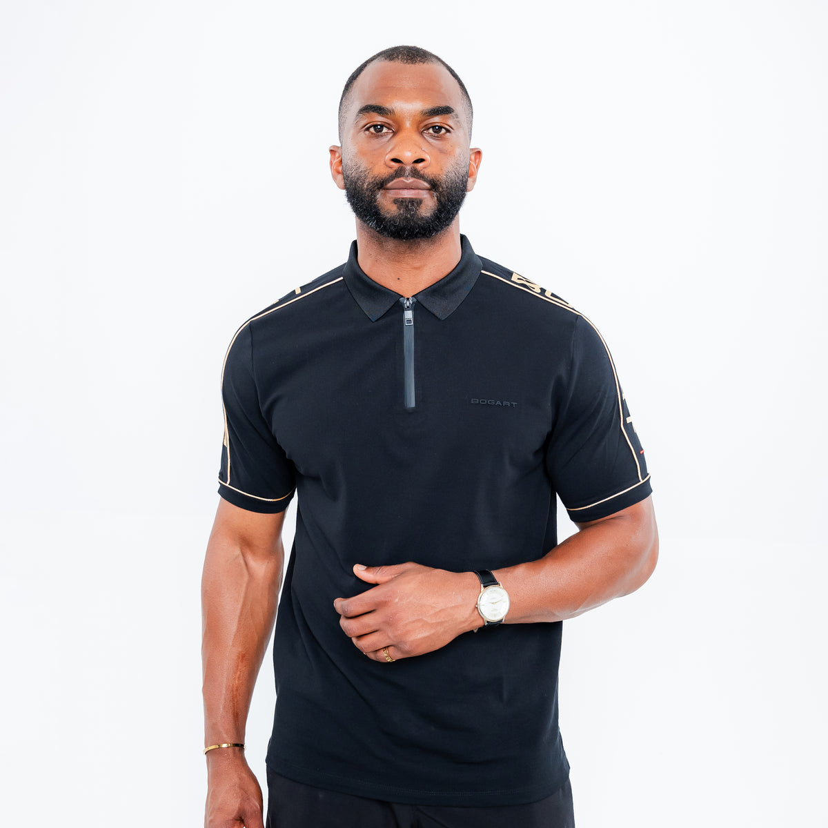 Bogart Gilded Line Zip Polo