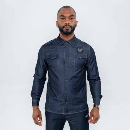 Bogart Winged Crest Denim Shirt