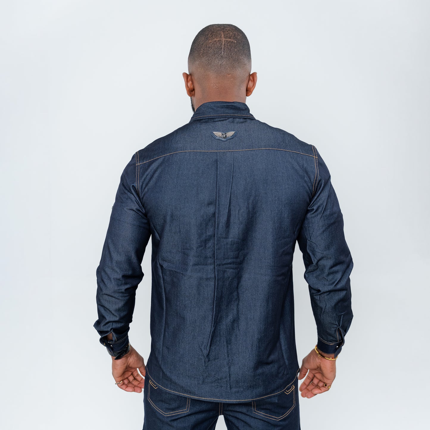 Bogart Winged Crest Denim Shirt