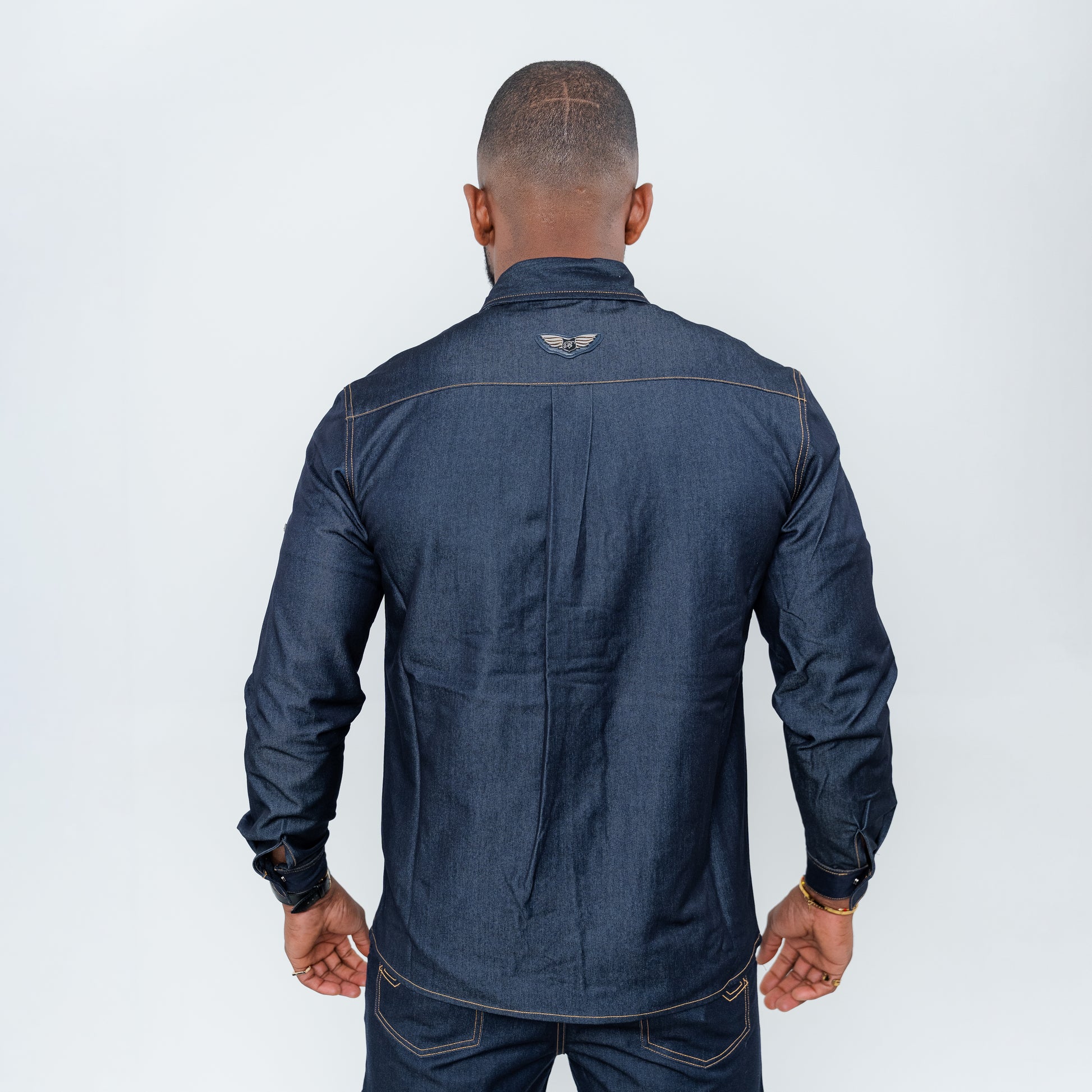 Bogart Winged Crest Denim Shirt