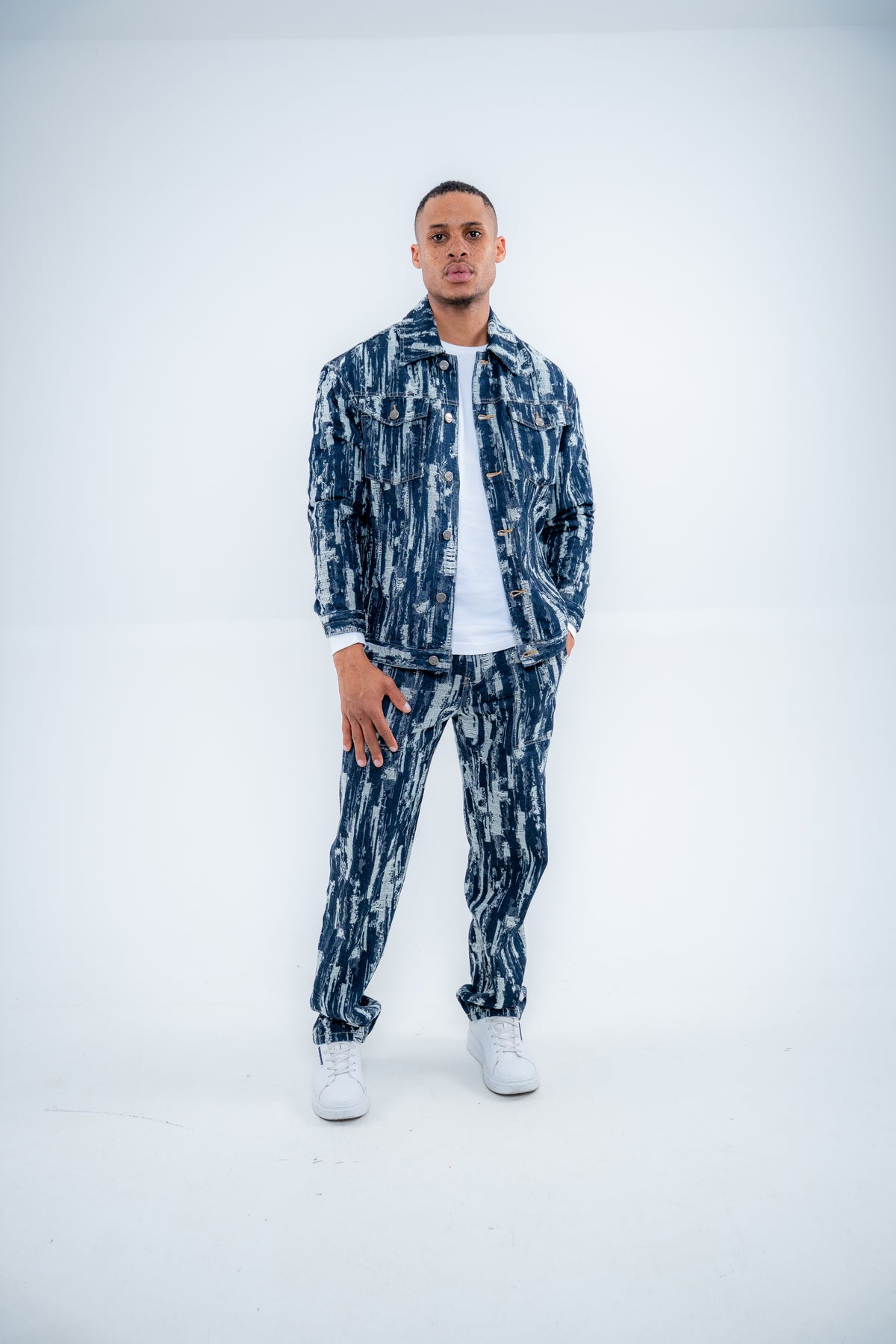 Bogart Indigo Brushstroke Denim Jacket
