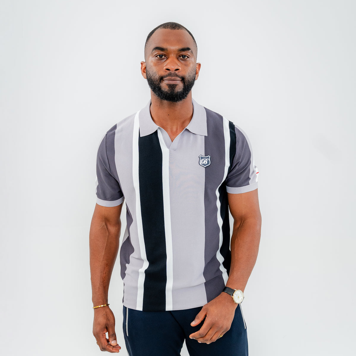 Bogart Varsity Stripe Knit Polo