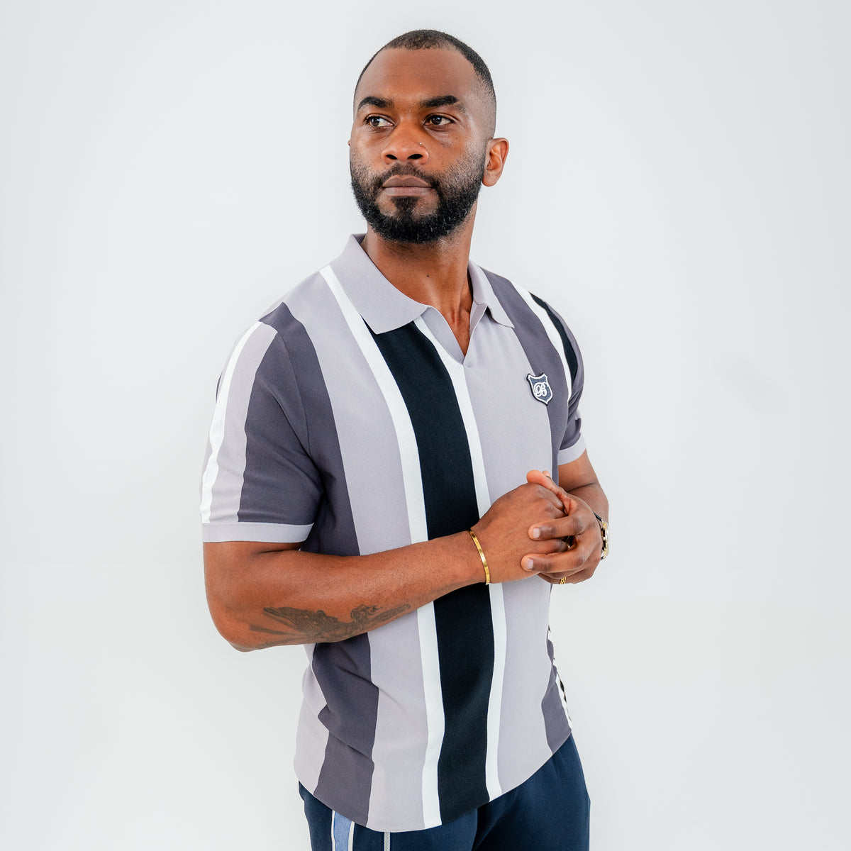 Bogart Varsity Stripe Knit Polo
