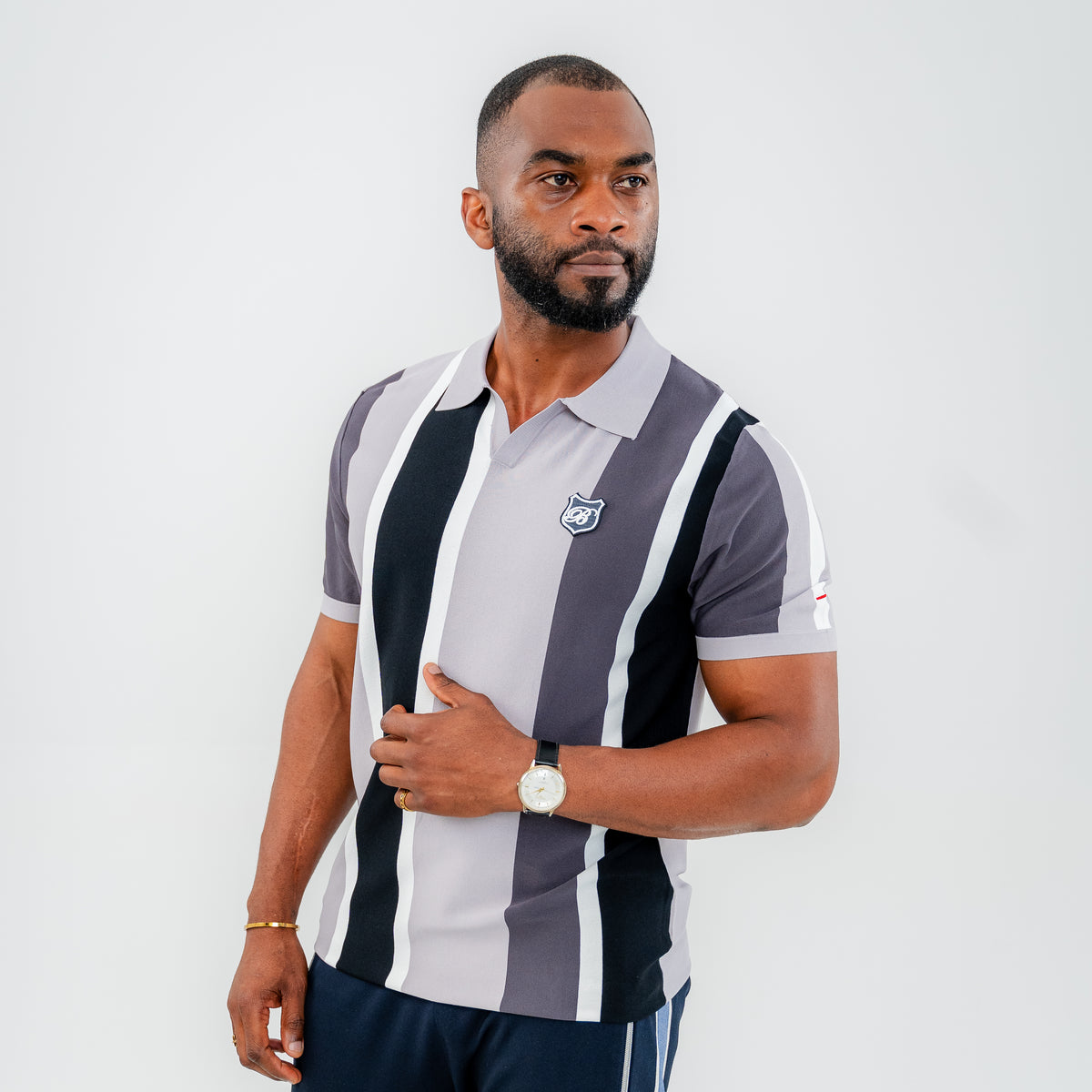Bogart Varsity Stripe Knit Polo