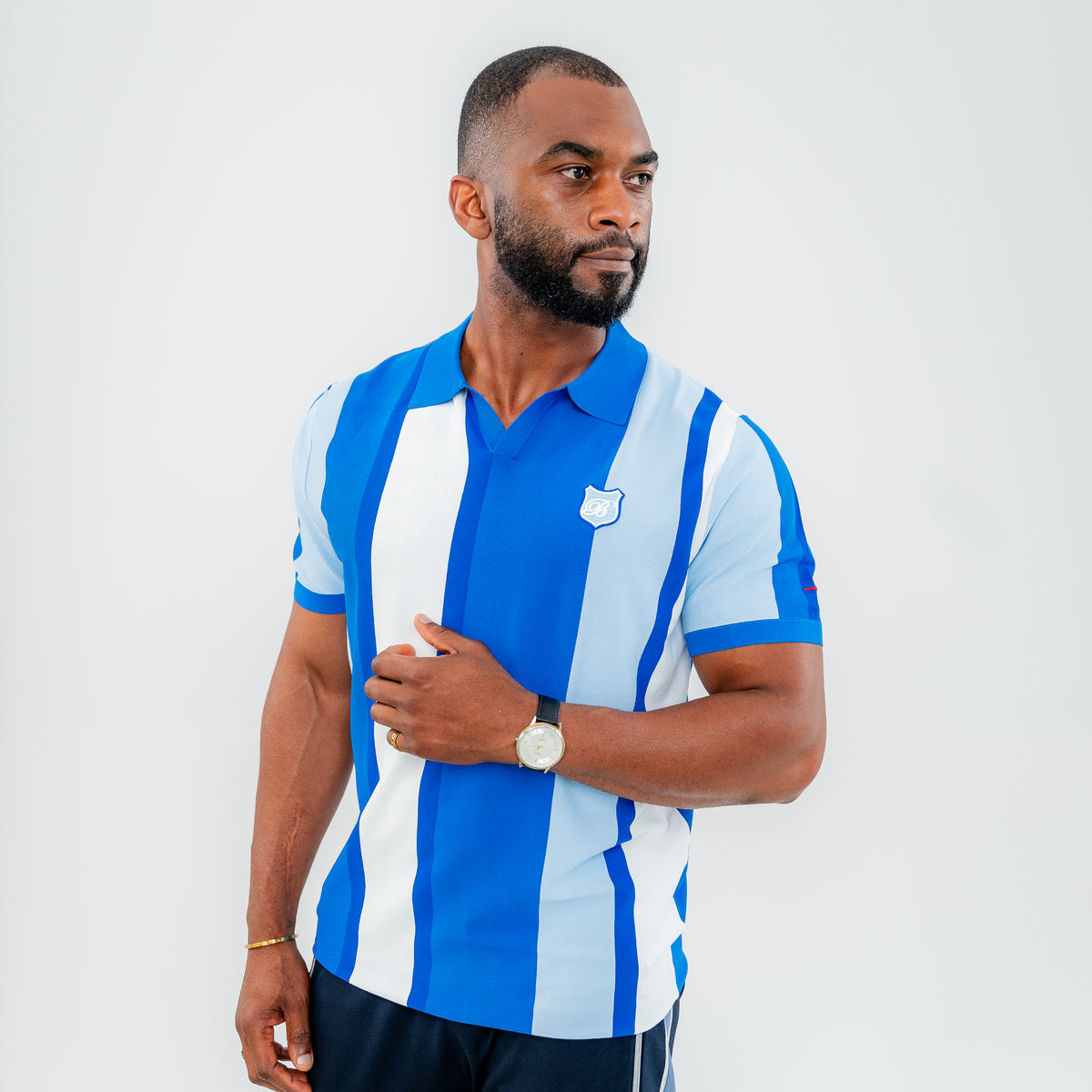 Bogart Varsity Stripe Knit Polo