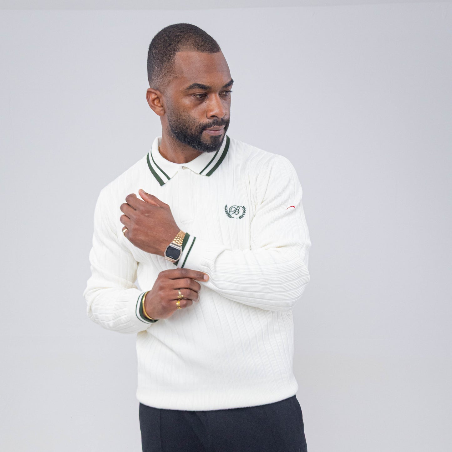 Bogart Ribbed Crest Long Sleeve Golfer