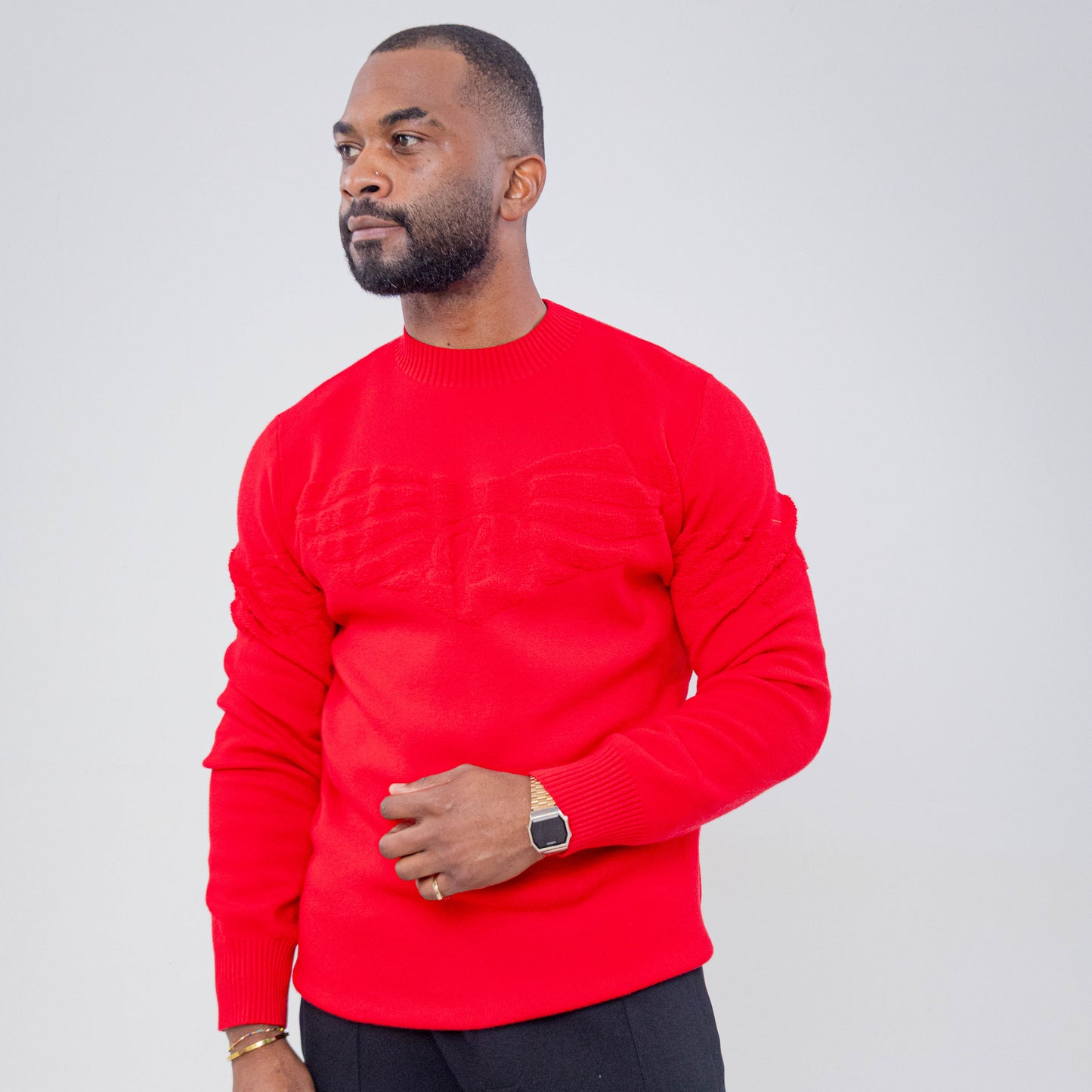 Bogart Tonal Emboss Knit Sweater