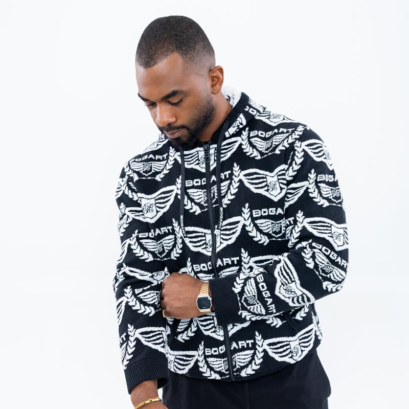 Bogart Wing Knit Black Zip Hoodie