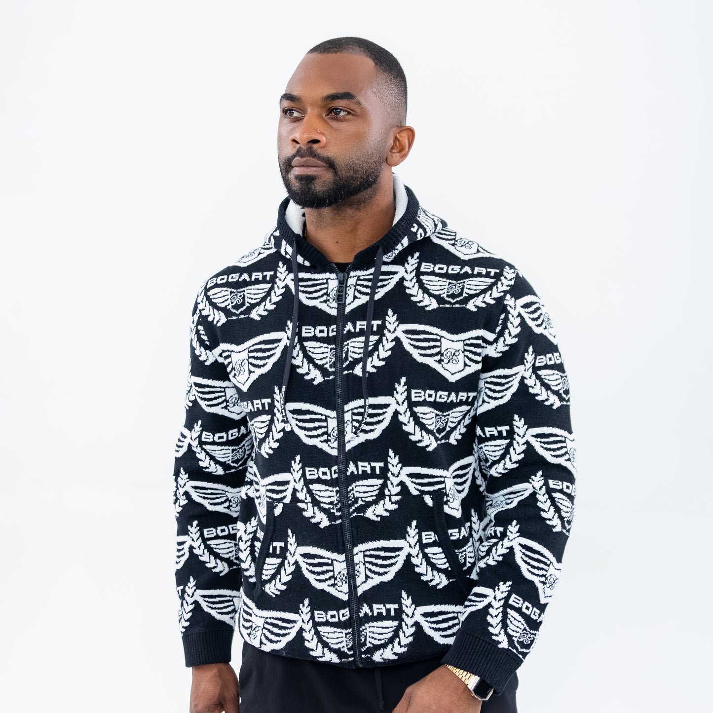 Bogart Wing Knit Black Zip Hoodie