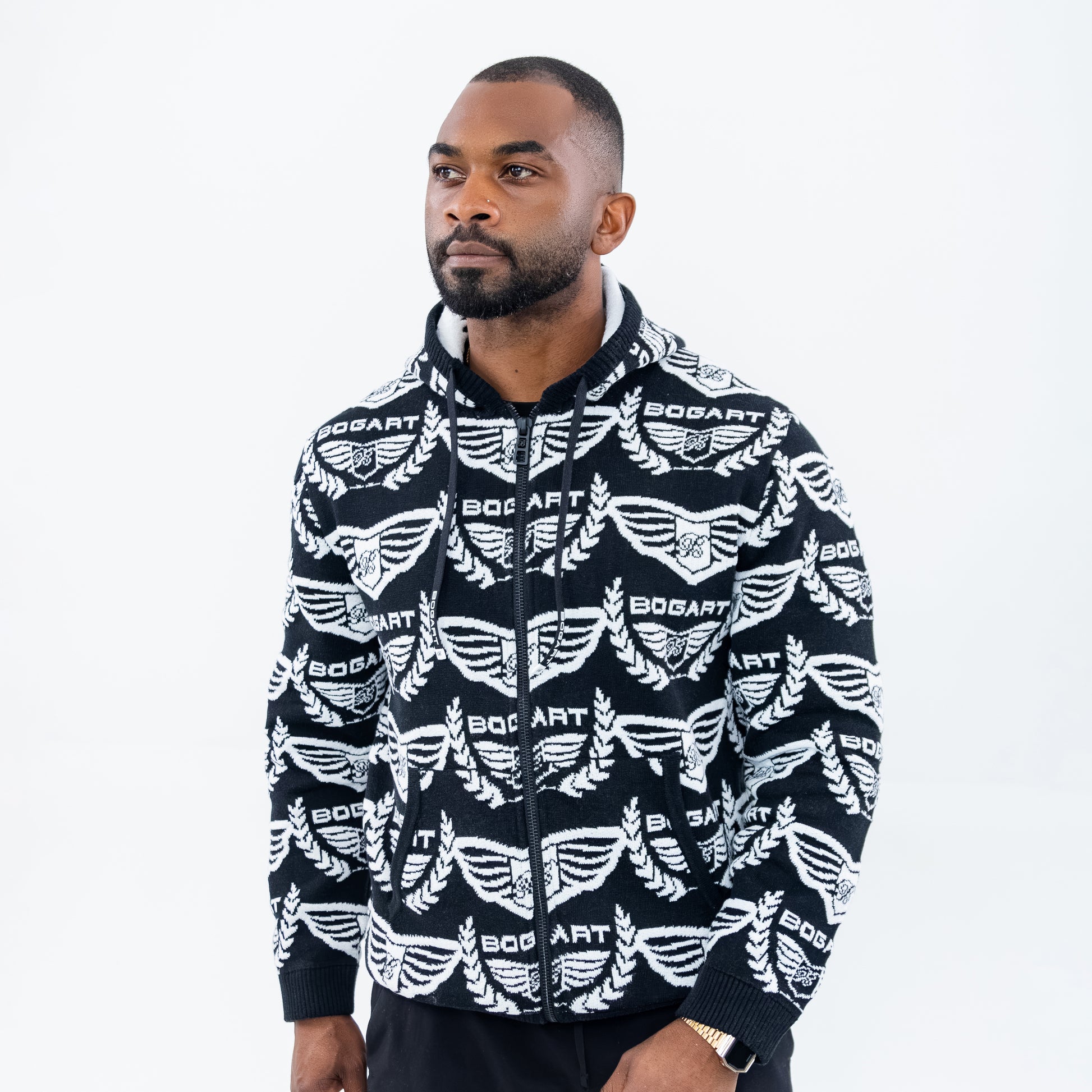 Bogart Wing Knit Black Zip Hoodie