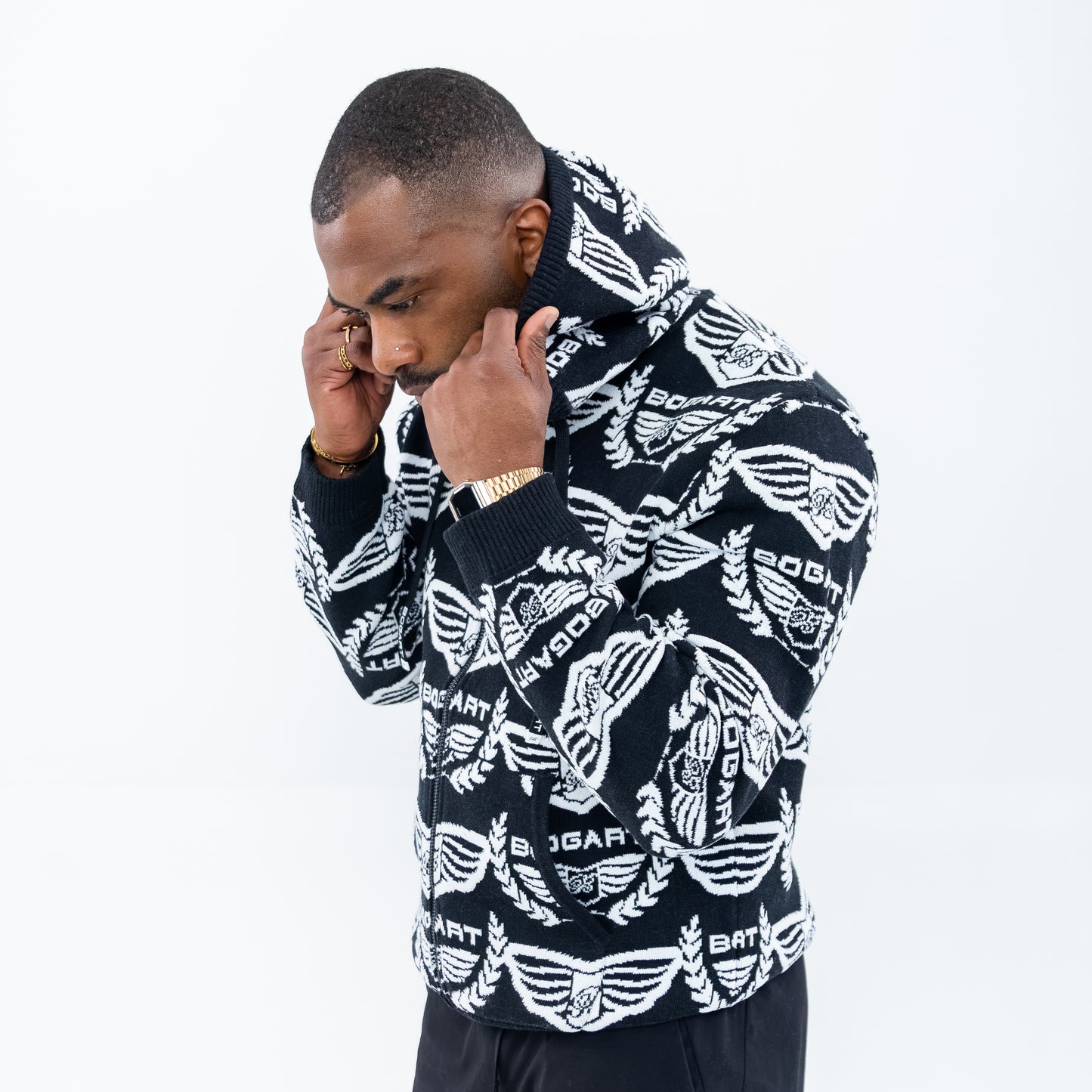 Bogart Wing Knit Black Zip Hoodie