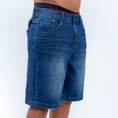 Bogart Crest Monogram Ice Wash Denim Shorts