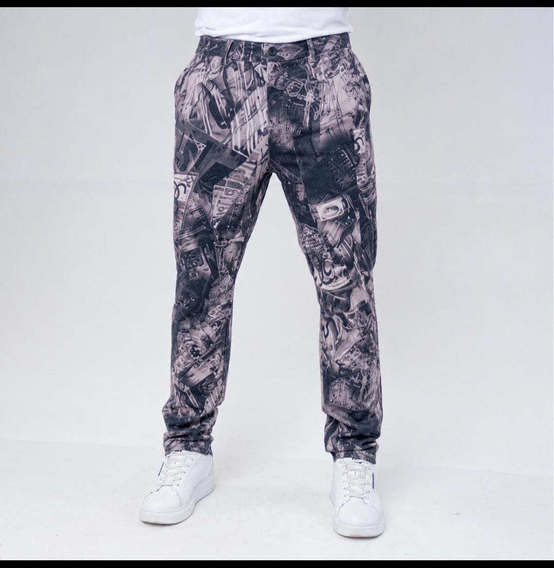 Bogart Greyscale Collage Print Trouser