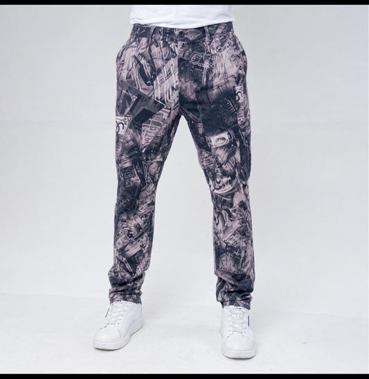 Bogart Greyscale Collage Print Trouser