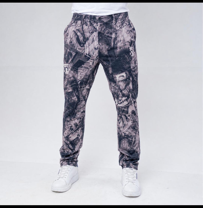 Bogart Greyscale Collage Print Trouser