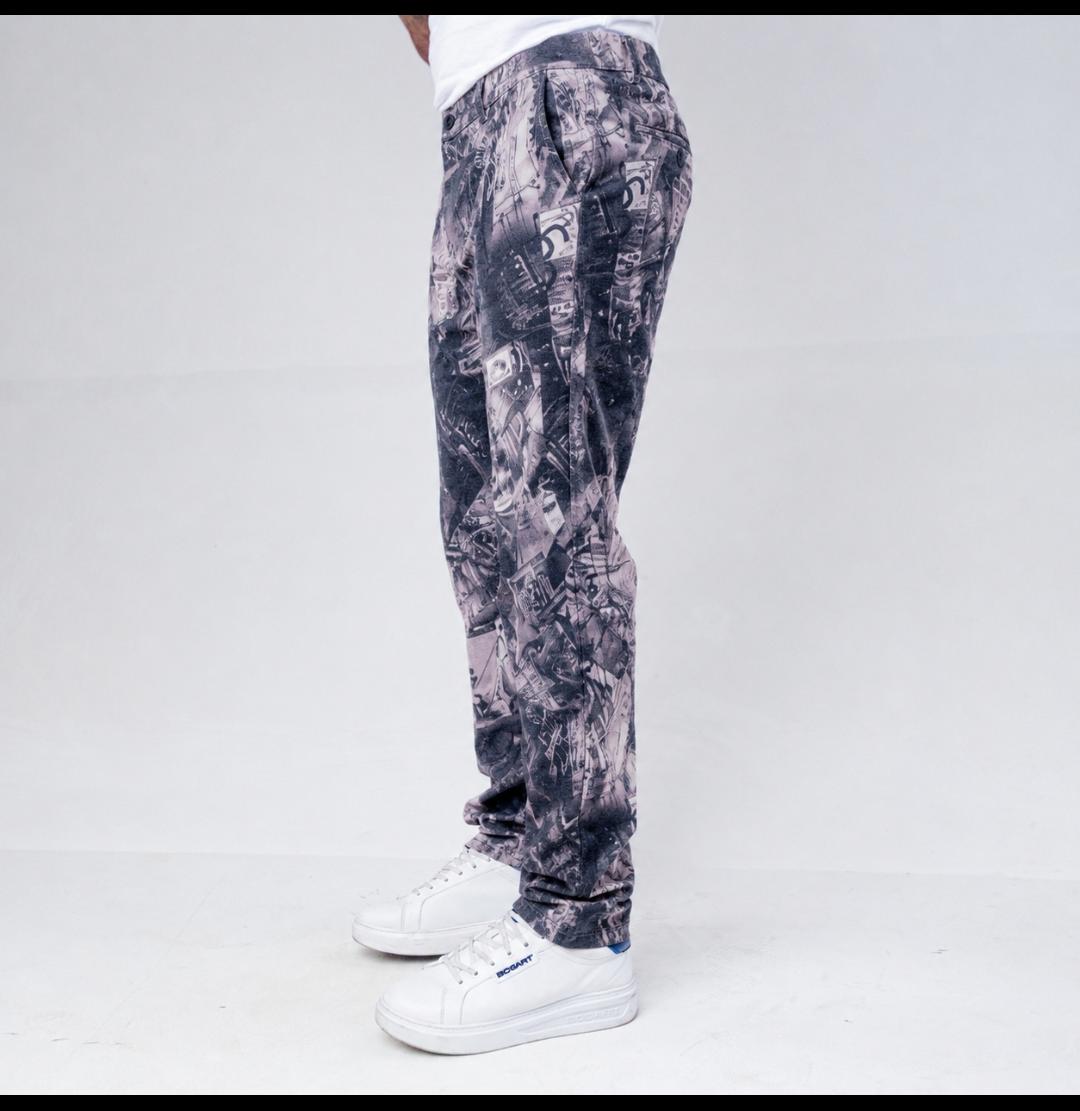 Bogart Greyscale Collage Print Trouser