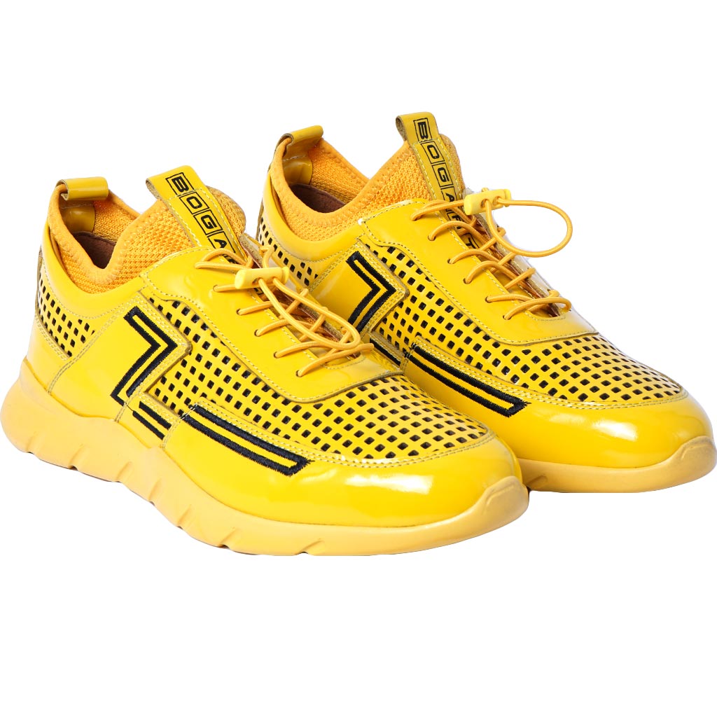 Bogart-yellow-perforated-casual-fashion-sneakers-BSHOE112